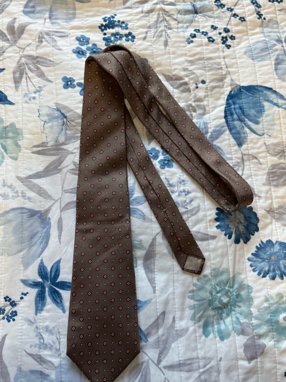 Cristian dior Brown Geometric Silk Tie - Unbranded